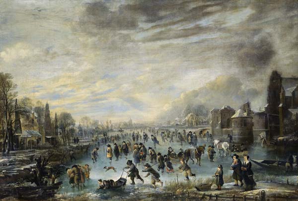 Winter Landscape with Skaters - Click Image to Close