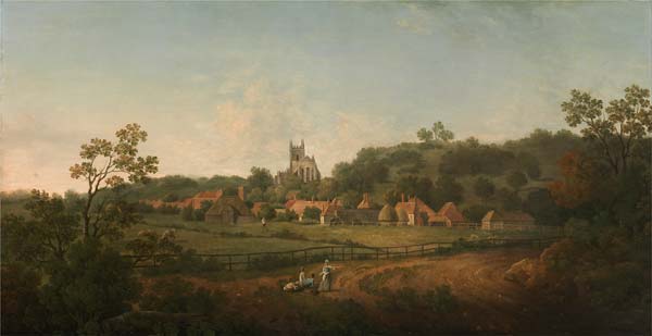 A Distant View of Hythe Village and Church, Kent - Click Image to Close