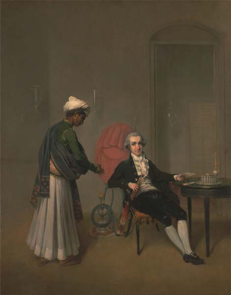 Portrait of a Gentleman, Possibly William Hickey, and an Indian - Click Image to Close
