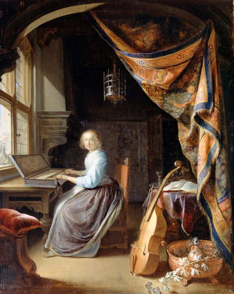 A Woman playing a Clavichord - Click Image to Close