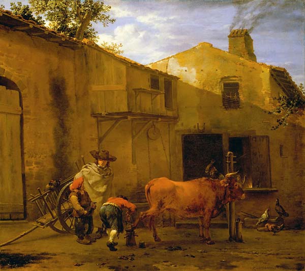 A Smith shoeing an Ox - Click Image to Close