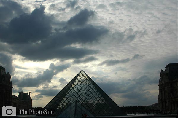 Louvre pyramid and dramatic sky, Paris - Click Image to Close