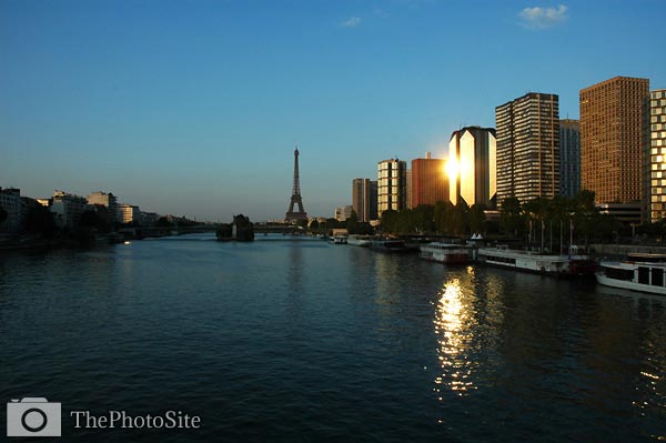 Paris view across Seine, Eiffel Tower in background - Click Image to Close