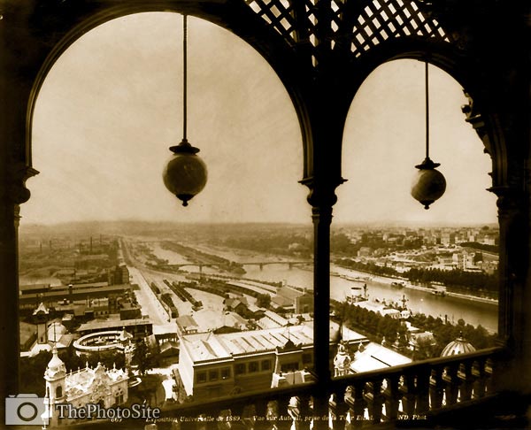 Paris Exposition Paris from arched balcony of Eiffel Tower, 1889 - Click Image to Close