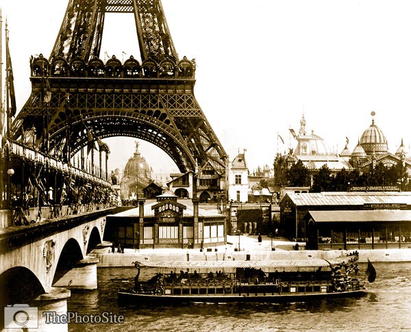 Eiffel Tower as seen from the River Seine, with bateau mouche Pa - Click Image to Close