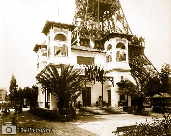 Pavilion of Monaco, with base of Eiffel Tower, Paris Exposition, - Click Image to Close