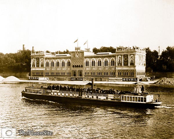 Pavilion of Spain, with tourist boat on the River Seine, Paris E - Click Image to Close