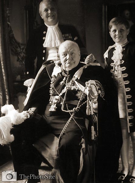 UK primeminister Winston Churchill in coronation robes - Click Image to Close