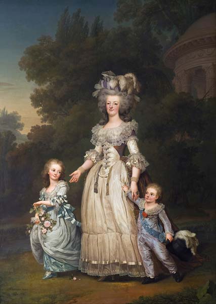 Queen Marie Antoinette of France and two of her Children Walking - Click Image to Close