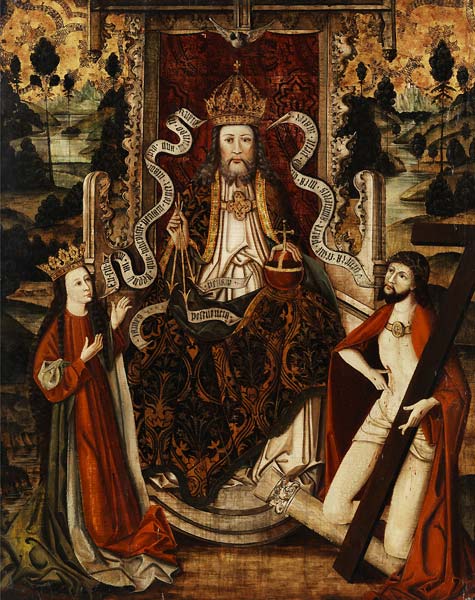 God the Father on a throne, with Virgin Mary and Jesus (late 15t - Click Image to Close