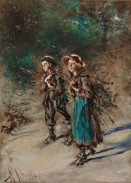 Children with Brushwood - Click Image to Close