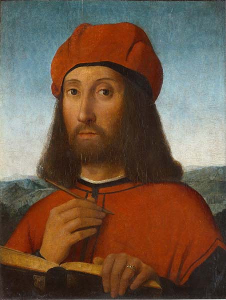 Portrait of a Man with Red Beret and Book - Click Image to Close