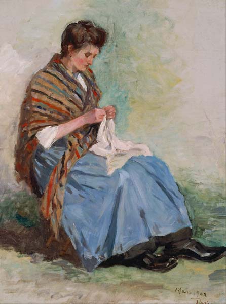 Woman Sewing - Click Image to Close