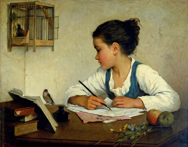 A Girl Writing; The Pet Goldfinch - Click Image to Close