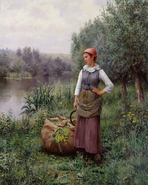 Girl by a Stream, Flanders - Click Image to Close