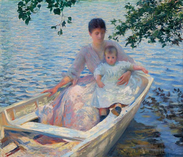 Mother and Child in a Boat - Click Image to Close