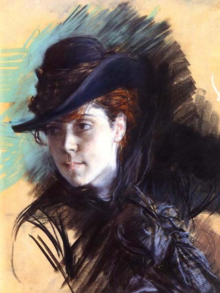 Girl in a black hat - Click Image to Close