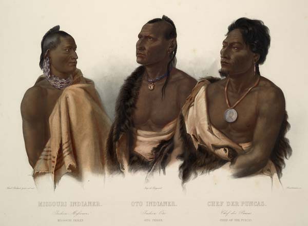 A missouri indian an oto indian and the chief of the puncas - Click Image to Close