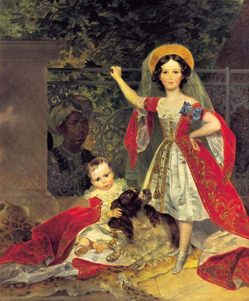 Portrait of the Children Volkonskiye with Negro - Click Image to Close