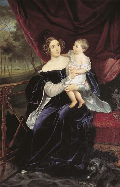 Portrait of countess o i orlova davydova and her daughter - Click Image to Close