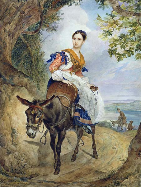 Portrait of o p ferzen on a donkeyback - Click Image to Close
