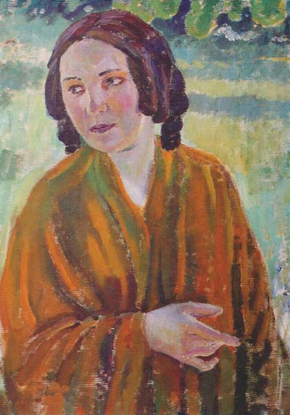 Woman in a yellow shawl - Click Image to Close