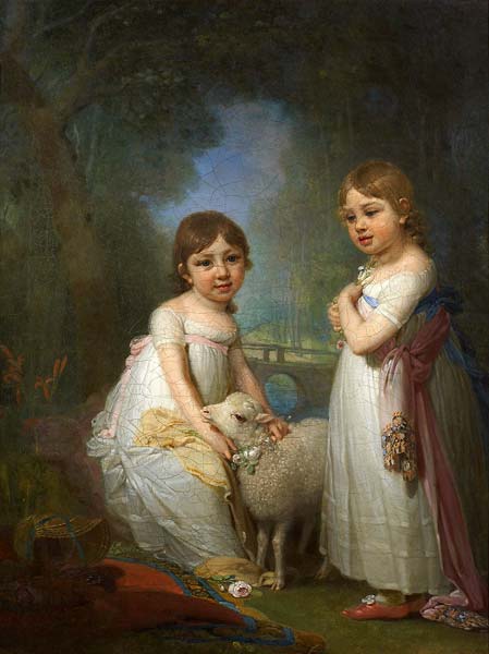 Children with a lamb - Click Image to Close