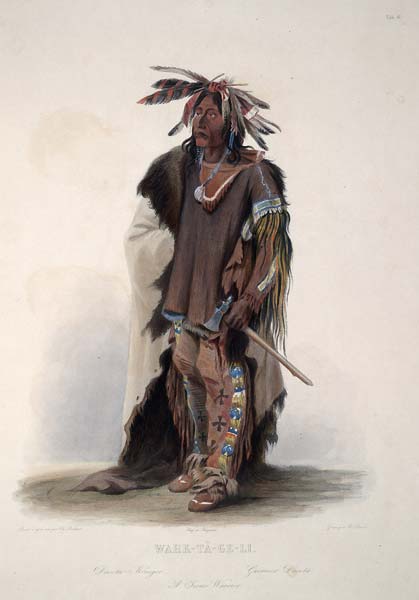 Wahk ta ge li a sioux warrior 1844 - Click Image to Close