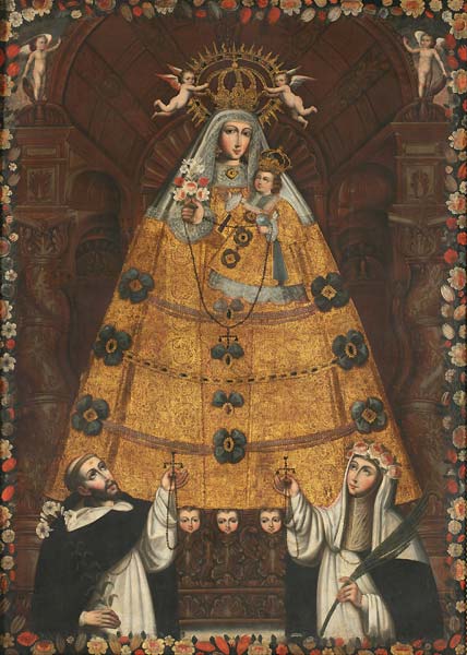 Our Lady of the Rosary with Saint Dominic and Saint Rose - Click Image to Close