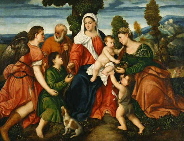 The Holy Family with Tobias and the Angel, Saint Dorothy, Giovan - Click Image to Close