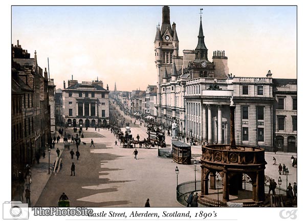 Castle Street and municipal buildings, Aberdeen, Scotland - Click Image to Close