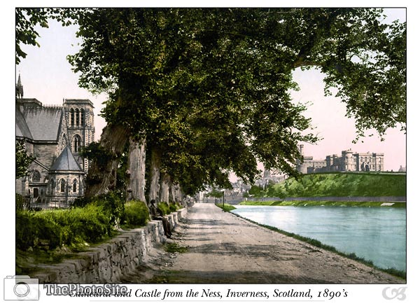 Inverness Cathedral and Castle from the Ness, Scotland - Click Image to Close