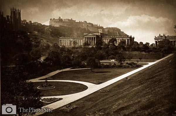 Edinburgh Castle and National Gallery victorian era - Click Image to Close