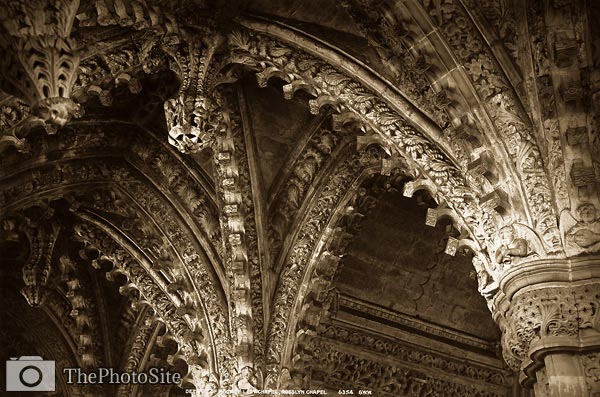 Rosslyn Chapel, Ceiling of Lady Chapel antique photograph - Click Image to Close