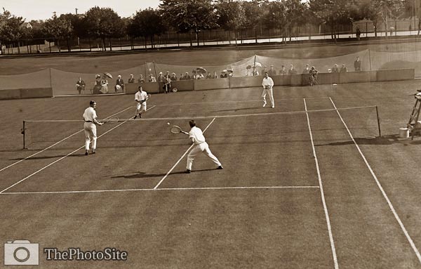 Tennis match, doubles, Cresent Club 1908 - Click Image to Close