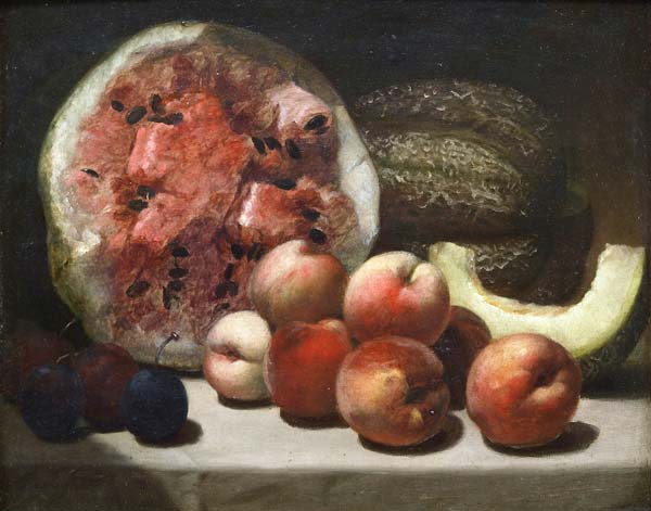 A Still Life with Watermelon and Peaches - Click Image to Close