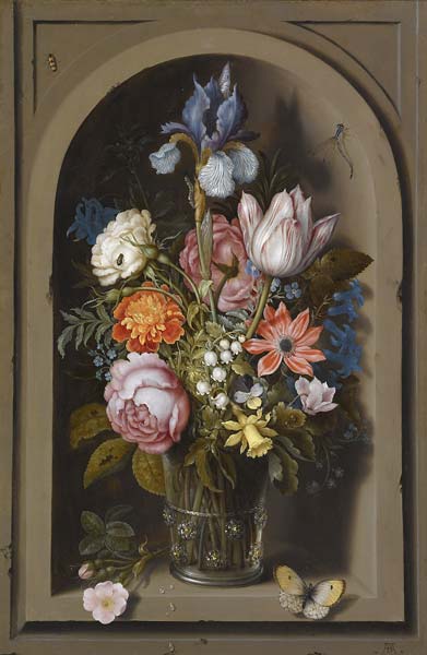 The Elder A still life of flowers in a glass beaker - Click Image to Close