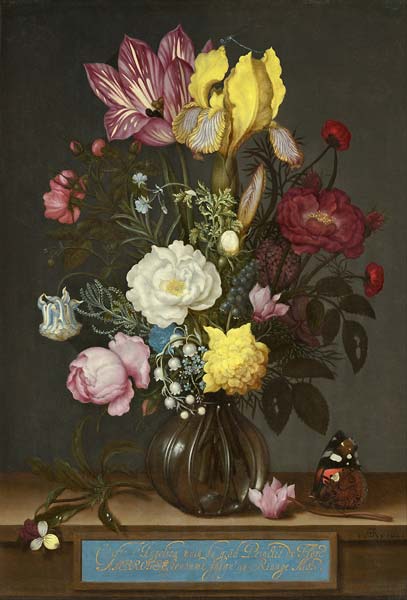 Bouquet of Flowers in a Glass Vase - Click Image to Close