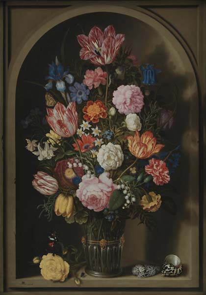 The Elder Bouquet of Flowers in a Stone Niche - Click Image to Close