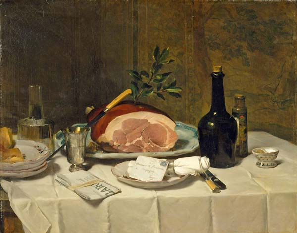 Still life with ham - Click Image to Close