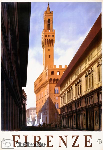 Firenze Tourist Poster. Historic street in Florence, 1938 - Click Image to Close