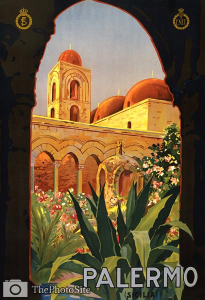 Palermo (Sicilia) Tourist Holiday Poster, 1920 - Click Image to Close