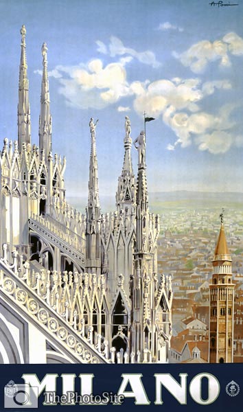 Milano, Cathedral, with the cityscape of Milan 1920 - Click Image to Close