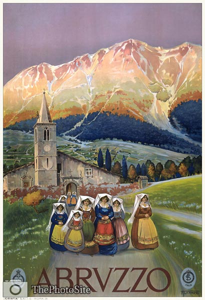 Abruzzo, Italy Tourist Holiday Poster 1920 - Click Image to Close