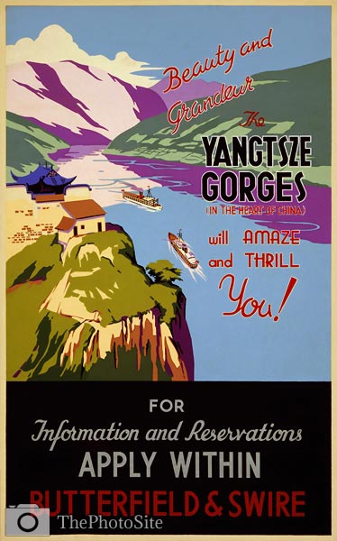 Yangtze River Gorges Travel Poster 1930 - Click Image to Close