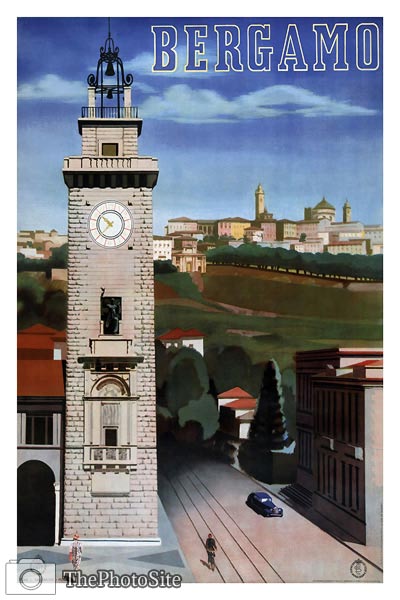 Bergamo, Italy Vintage Travel Poster. - Click Image to Close
