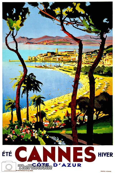 Cannes France (French Riviera) Vintage Travel poster - Click Image to Close
