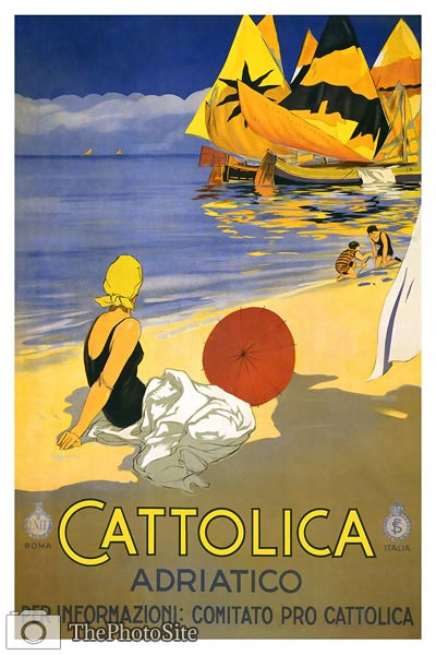 Cattolica, Italy - Italian Riviera Vintage travel poster - Click Image to Close
