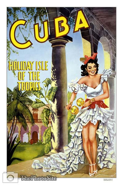 Cuba Holiday Isle vintage travel poster - Click Image to Close