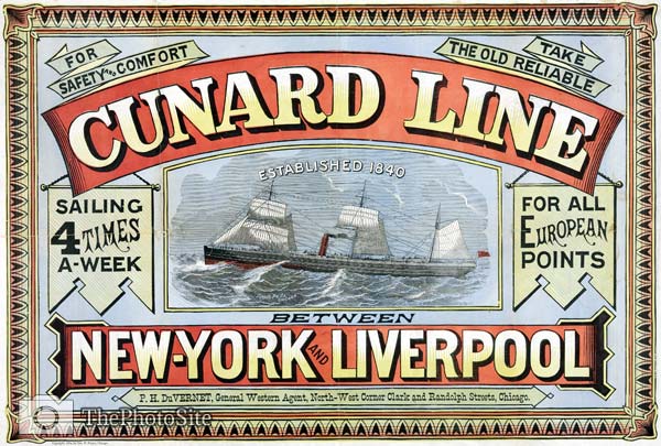 Cunard Line poster - sailing 4 times a week 1875 Poster - Click Image to Close